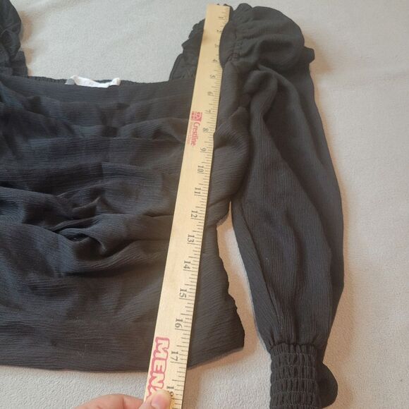 ASTR The Label Black Puff Sleeve Square Neck Crop Top Size XS - Picture 6 of 9